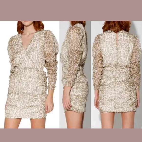 NWT Walter Baker [ Medium ] Deena Faux Wrap Mini‎ Dress In Leopard - Picture 1 of 12